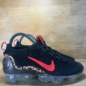 Nike Air Vapormax 2021 Flyknit Leopard Womens Size 6 Shoes Sneakers Black Tan